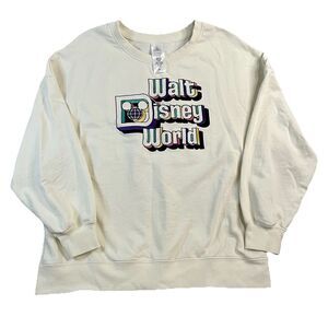 Disney Parks Walt Disney World Retro Colorful Graphic Logo Sweatshirt Size L